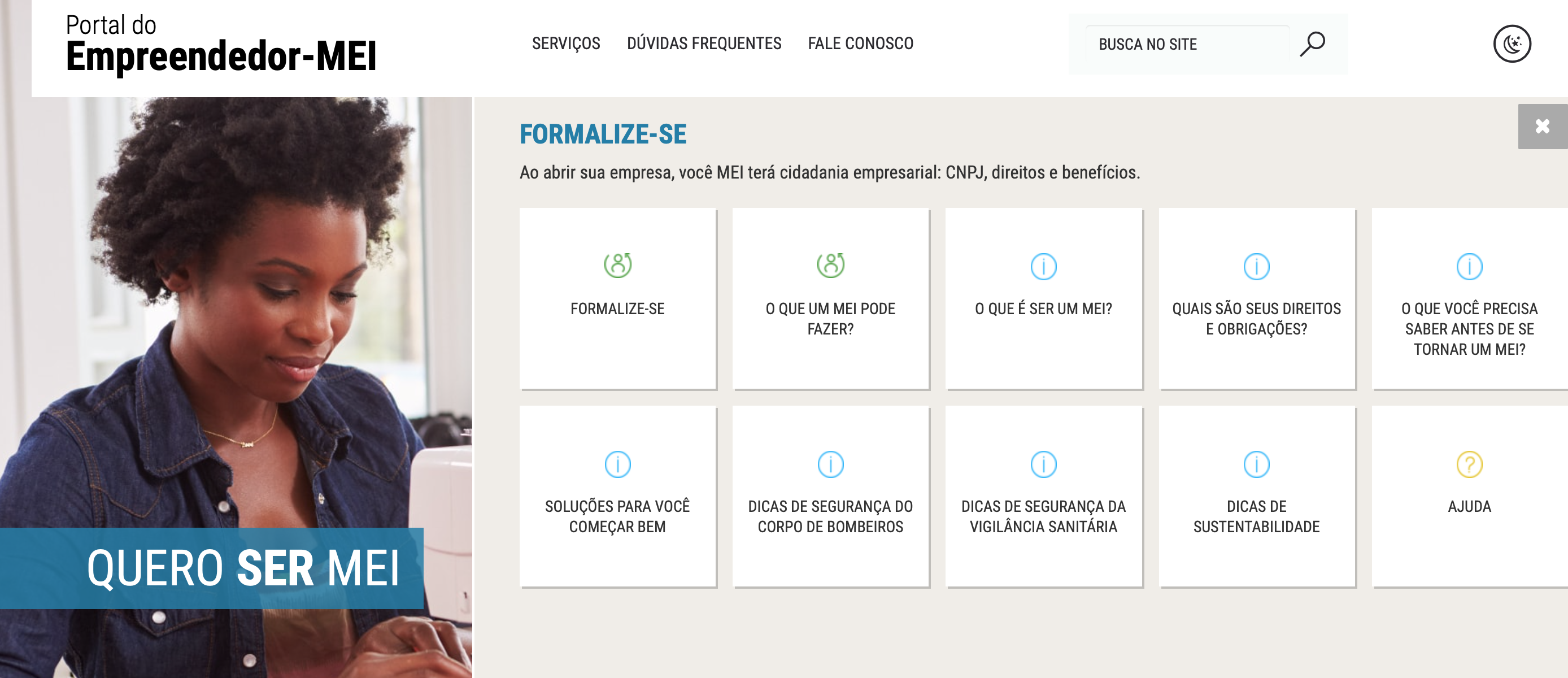 CNPJ: print da tela do Portal do Empreendedor.
