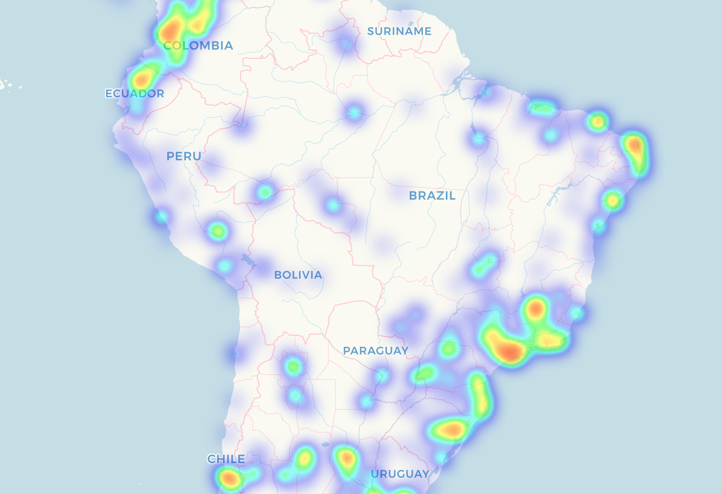 Mapa do Brasil com a marcação das cidades e regiões que aceitam as criptomoedas.