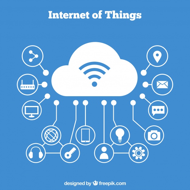 Imagem de una nuvem conectando vários dispositivos simbolizando a IoT. 