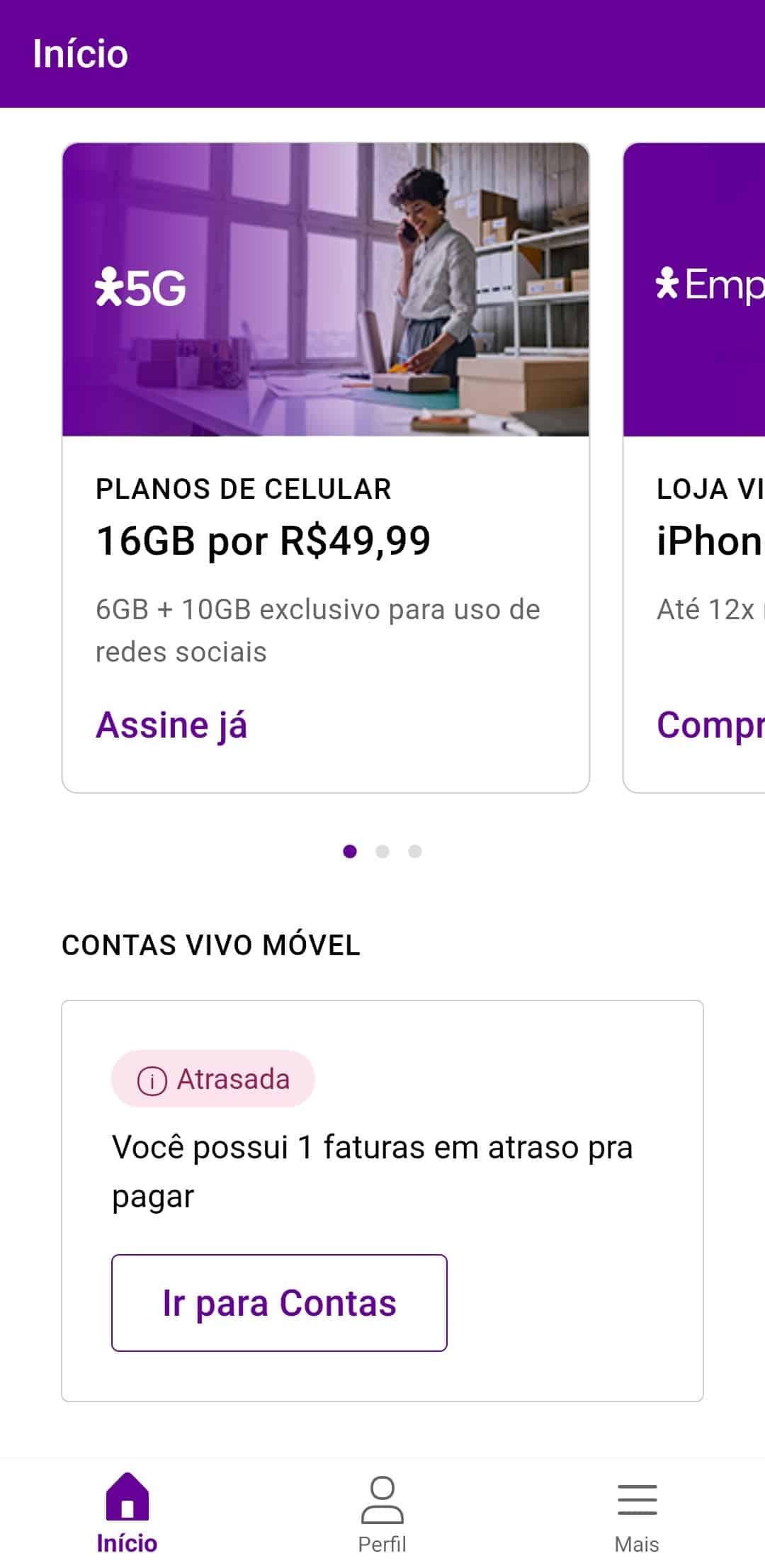 2 App Home card contas scrollada