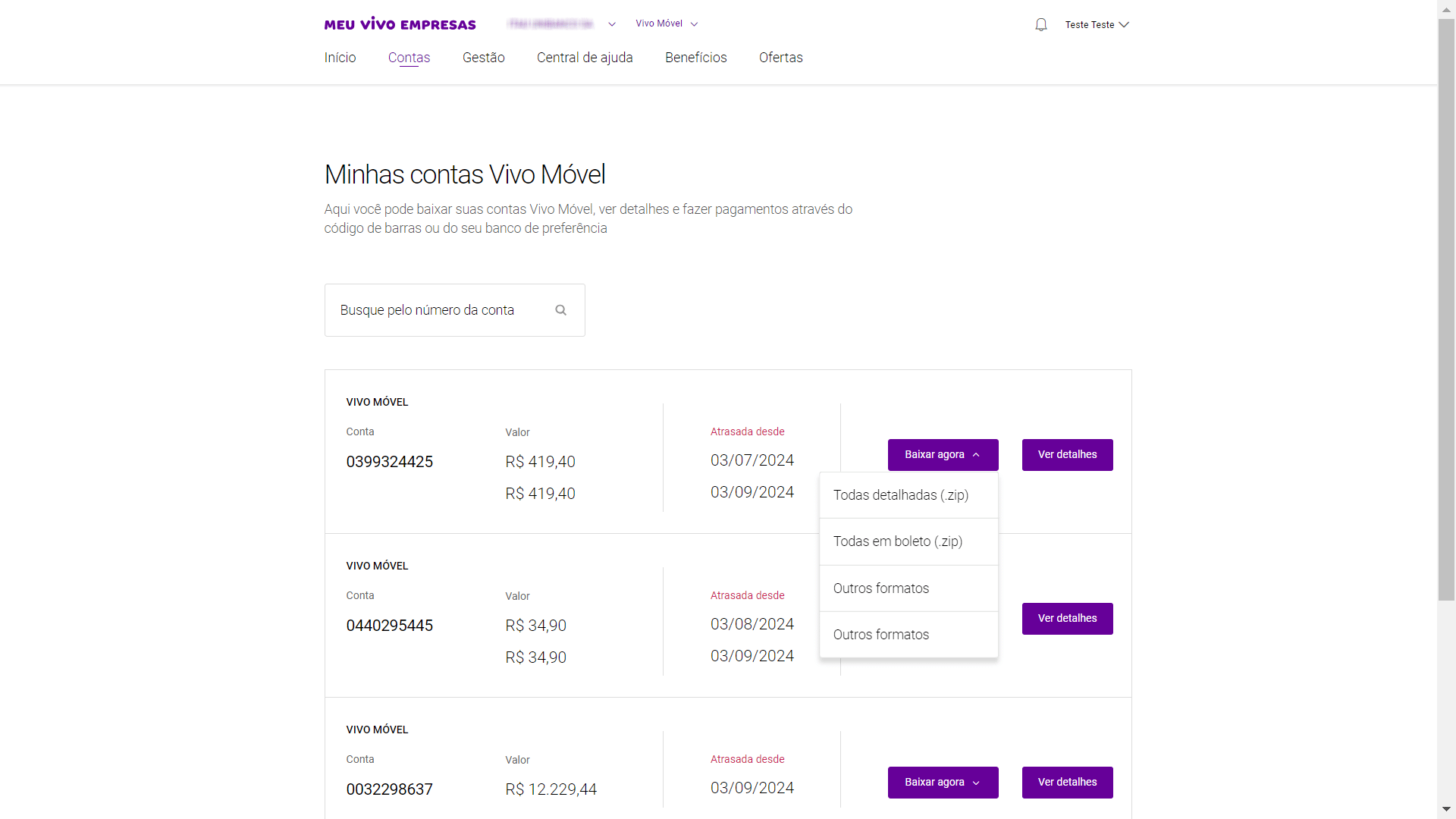 3 Web Grid de contas