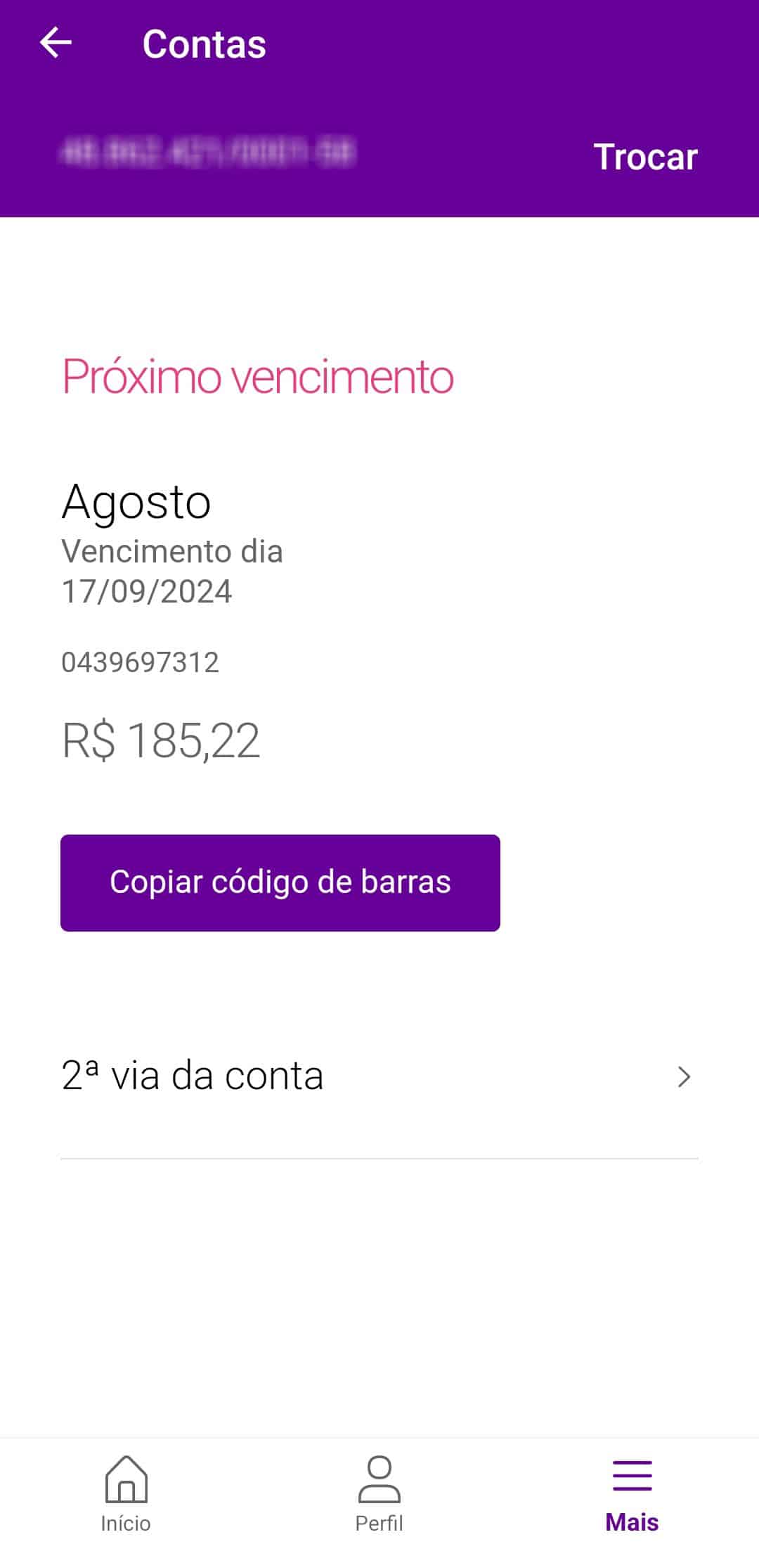 6 App Opcao de copiar codigo de barras e 2a via